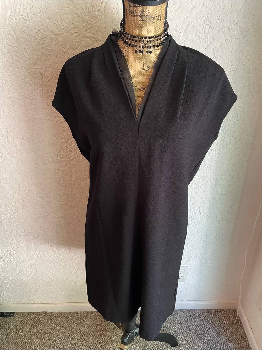Classic Black V-Neck Women's Dress